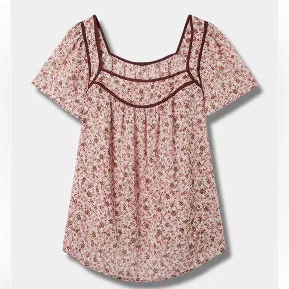 Torrid Crinkle Chiffon Flutter Sleeve Top - Picture 3 of 14